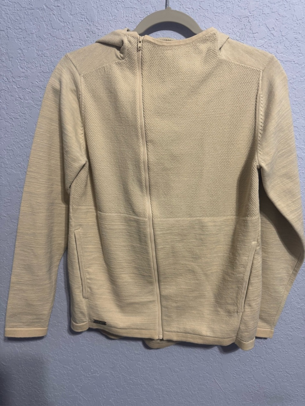 Levelwear Verve Cora Women Zip-Up Waffle Knit Hoodie in Heathered Sand New